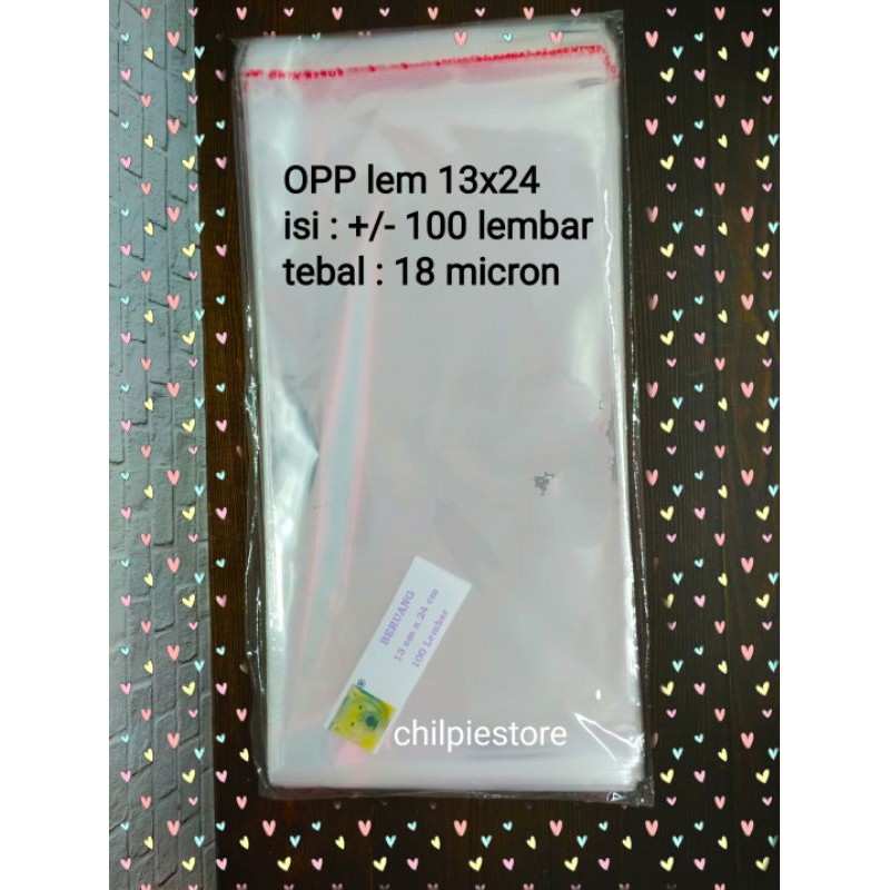 (isi 100) OPP 13x24 tebal 18 micron / Plastik OPP lem 13x24 cm / OPP 13x24