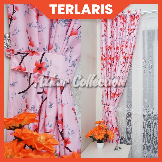 SARAE OFFICIAL - Gorden Katun Blazer Sakura Gordyn Gorden terlaris tinggi 200 dan 150cm COD TERLARIS