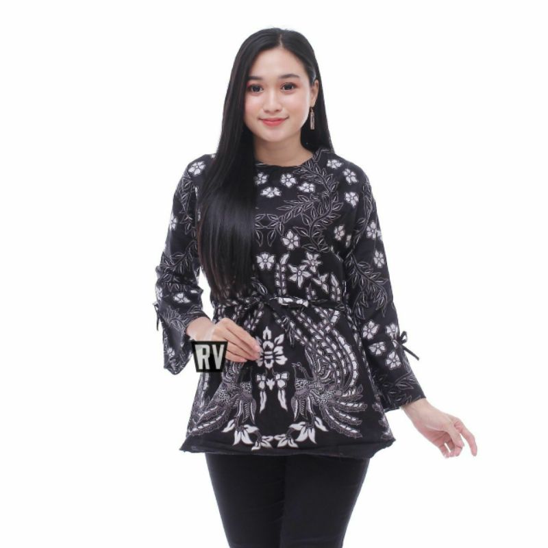 M-L-XL-XXL Batik wanita ASJ SA HRB026 Kenongo Kemeja Tosca Pendek-B.mprit abu dwi