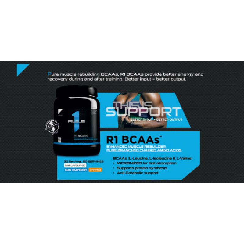 Rule 1 one bcaa 60 serving R1 bcaa non amino x xtend humabolic bcaa