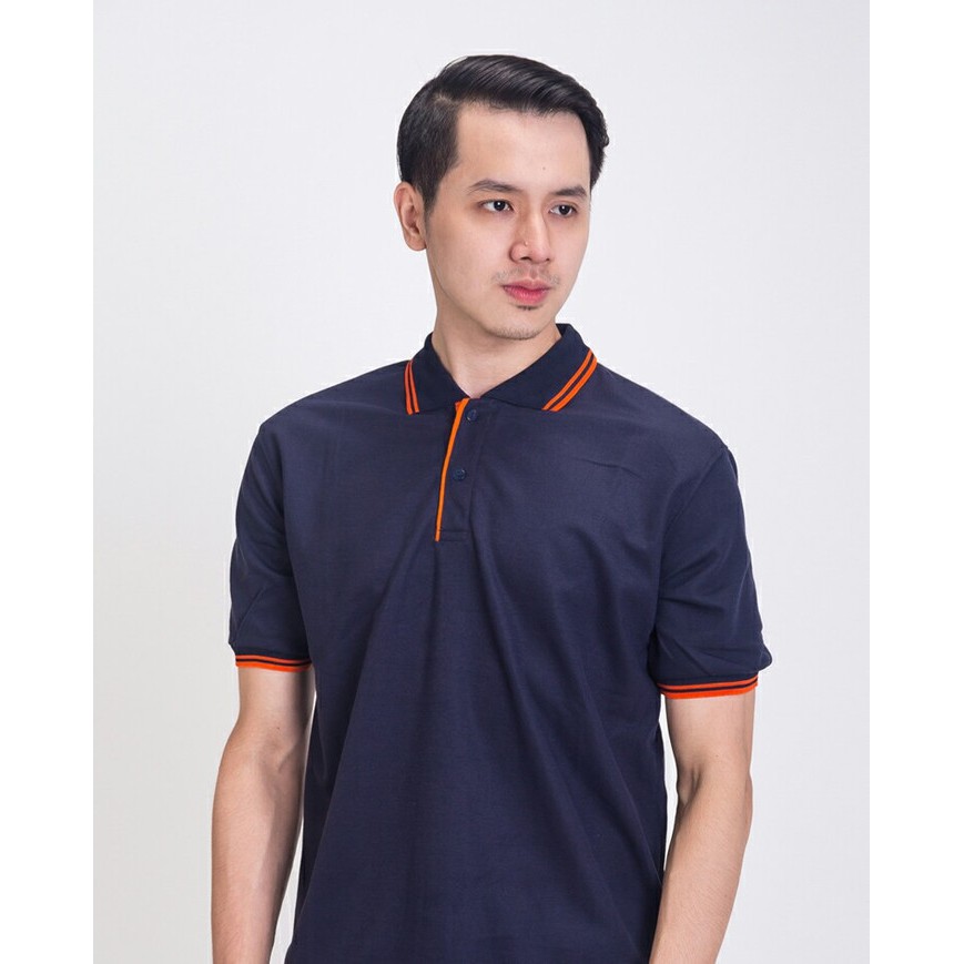 BAJU KAOS KERAH POLO SHIRT PRIA NAVY ORANGE