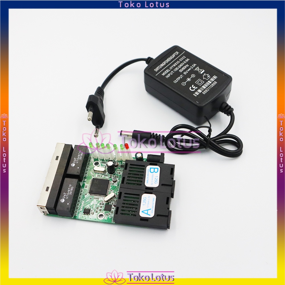 Fiber Optical Media Converter 2SC 4 RJ45 2F4E Ethernet PCBA board 10/100/1000M switch 4 RJ45 UTP 2 SC Gigabit [Bisa Bayar Ditempat]