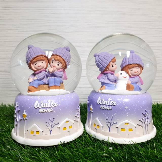 KOTAK MUSIK BOLA SALJU "WINTER LOVE" (LAMPU + MUSIK + SALJU)