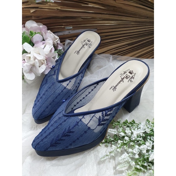 sepatu johana navy tnggi 9cm tahu