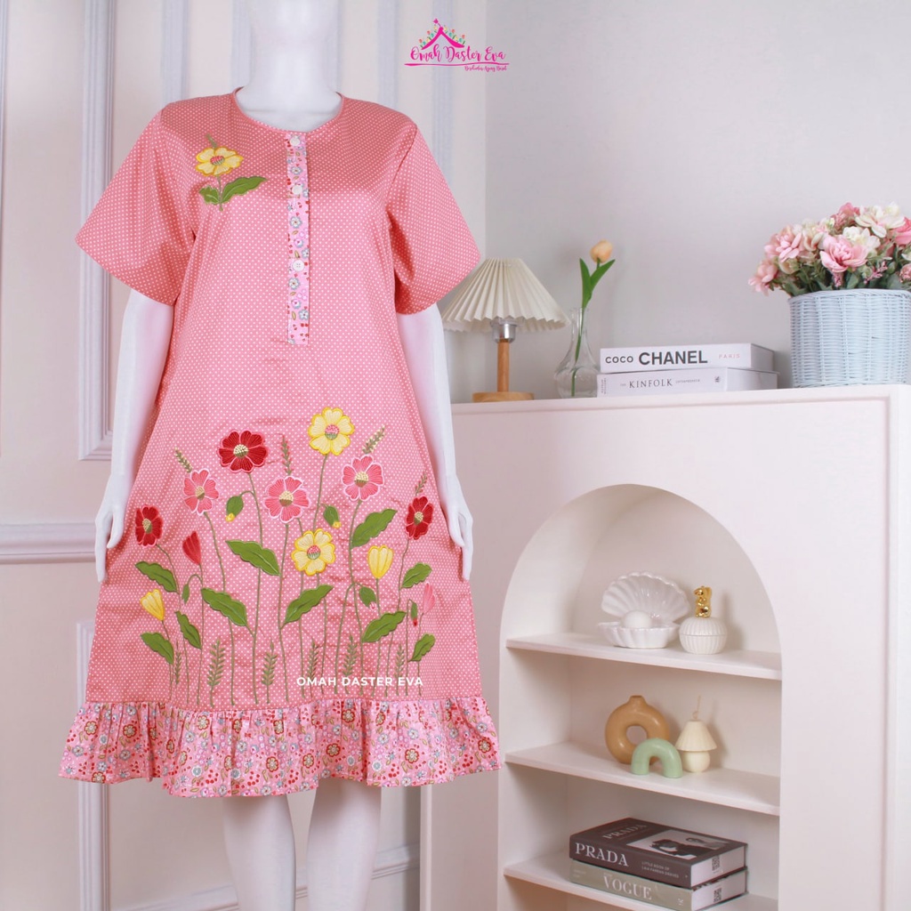 Daster Pendek Rumbai Pink Bordir Original Omah Daster Eva Busui Friendly