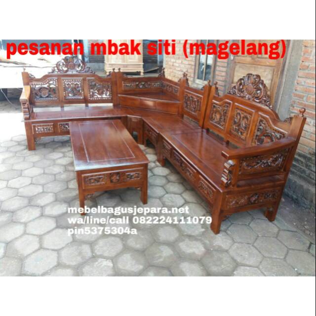 Kursi sudut mahkota tanganan kursi mebel Jepara mebel jati mebel bagus Jepara