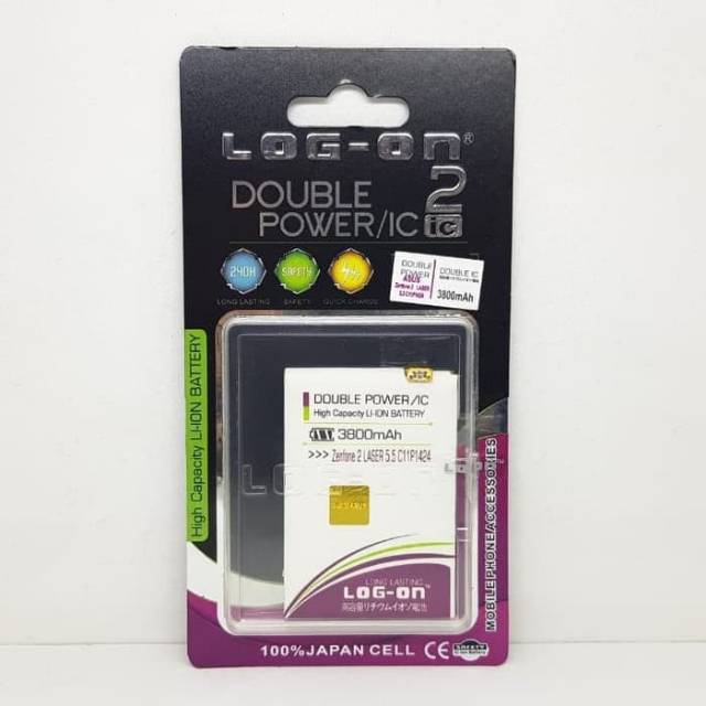 Baterai Log on Asus Zenfone 2 Laser 5.5 inchi ZE551ML C11P1424 Batre Double Power Double IC Batre