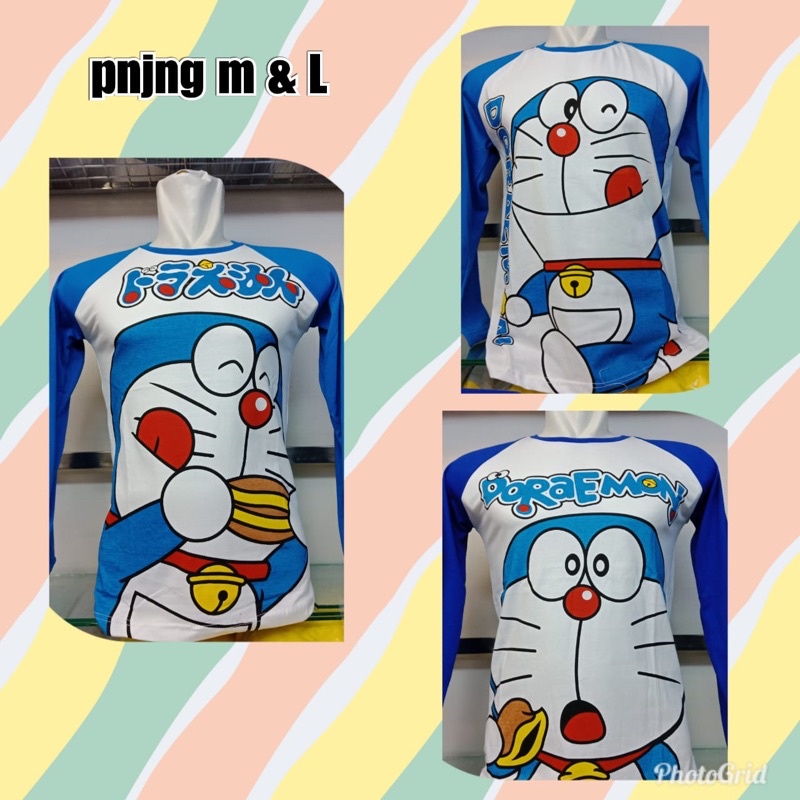 KAOS RAGLAN DORAEMON PRIA WANITA PAKAI SIZE M,L