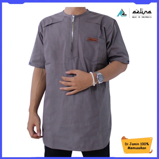 Koko Kurta AZLINA Bahan Katun Toyobo Lengan Pendek resleting