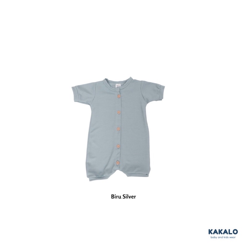 KAKALO Pakaian Bayi | Bunaken Rib Romper (0-1 Tahun)-Biru Silver