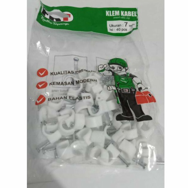 KLEM KABEL 7MM ISI 40PCS/ROUND CABLE CLIP