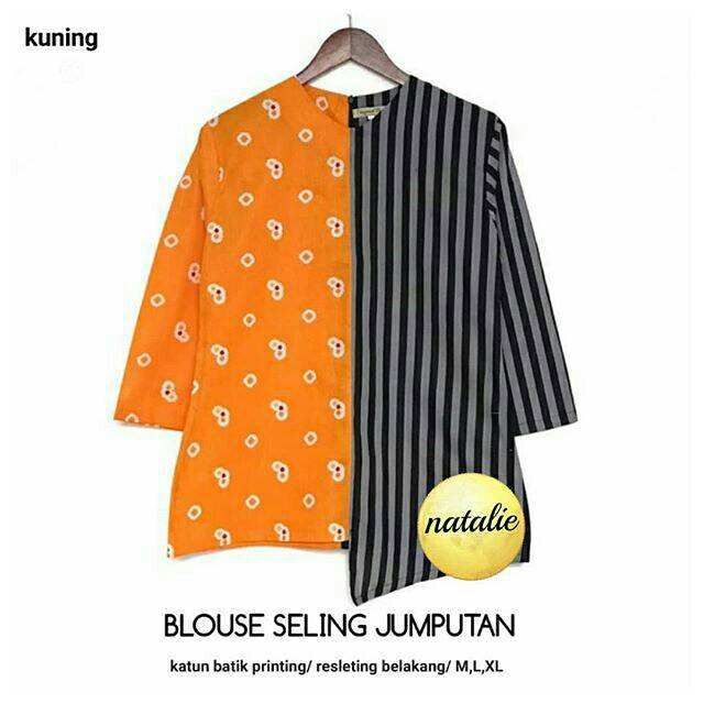 Blus Salur Seling Jumputan/Blus Jonjing Kombinasi/Atasan Batik Wanita Modern