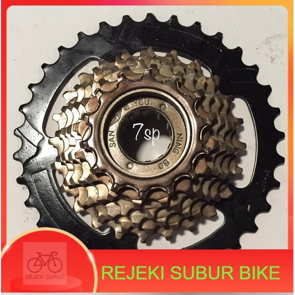 sproket freewheel gear 7 speed Ulir drat megarange NING BO SAN YOU 14 - 34 t