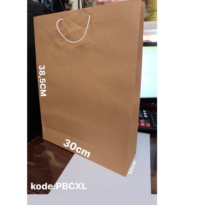 

paperbag polos jumbo coklat 38x30x10 isi 12