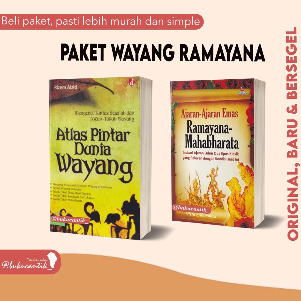 paket 2 buku atlas pintar dunia wayang/ajaran ajaran emas ramayana mahabharata ORI & BARU