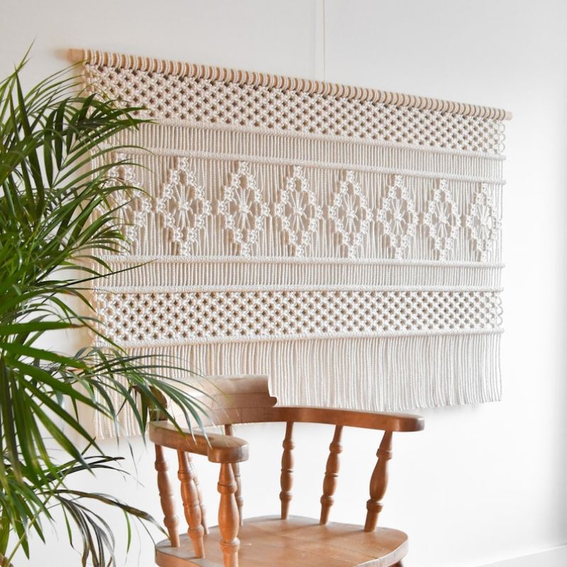 Modern Big Macrame Wallhanging Makrame Hiasan Gantung Dinding Ruang Tamu Aesthetic Modern Ukuran Bes