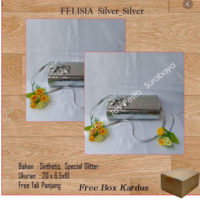 Tas Lucu,Tas Murah,Tas Mewah,FELISIA  PITA SAMPING Silver_Silver