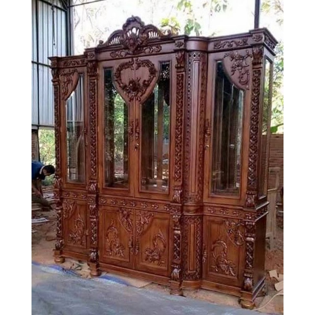 lemari pajangan lemari hias ukiran mewah