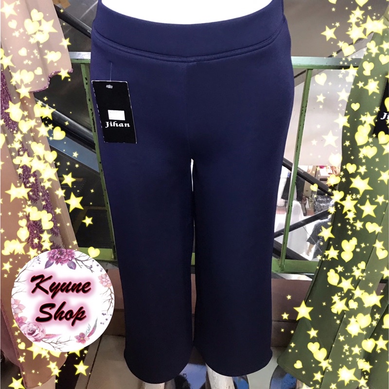 Celana Panjang Wanita Kulot Premium (Tidak ada kantong) Scuba Tebal Premium Biru Navy Putih Coklat S