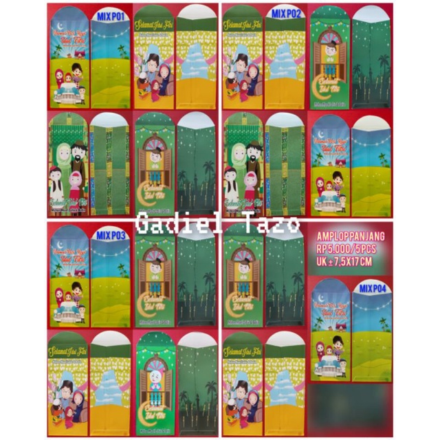 

AMPLOP / ANGPAO LEBARAN / IDUL FITRI PANJANG MOTIF MIX ISI 5 PCS