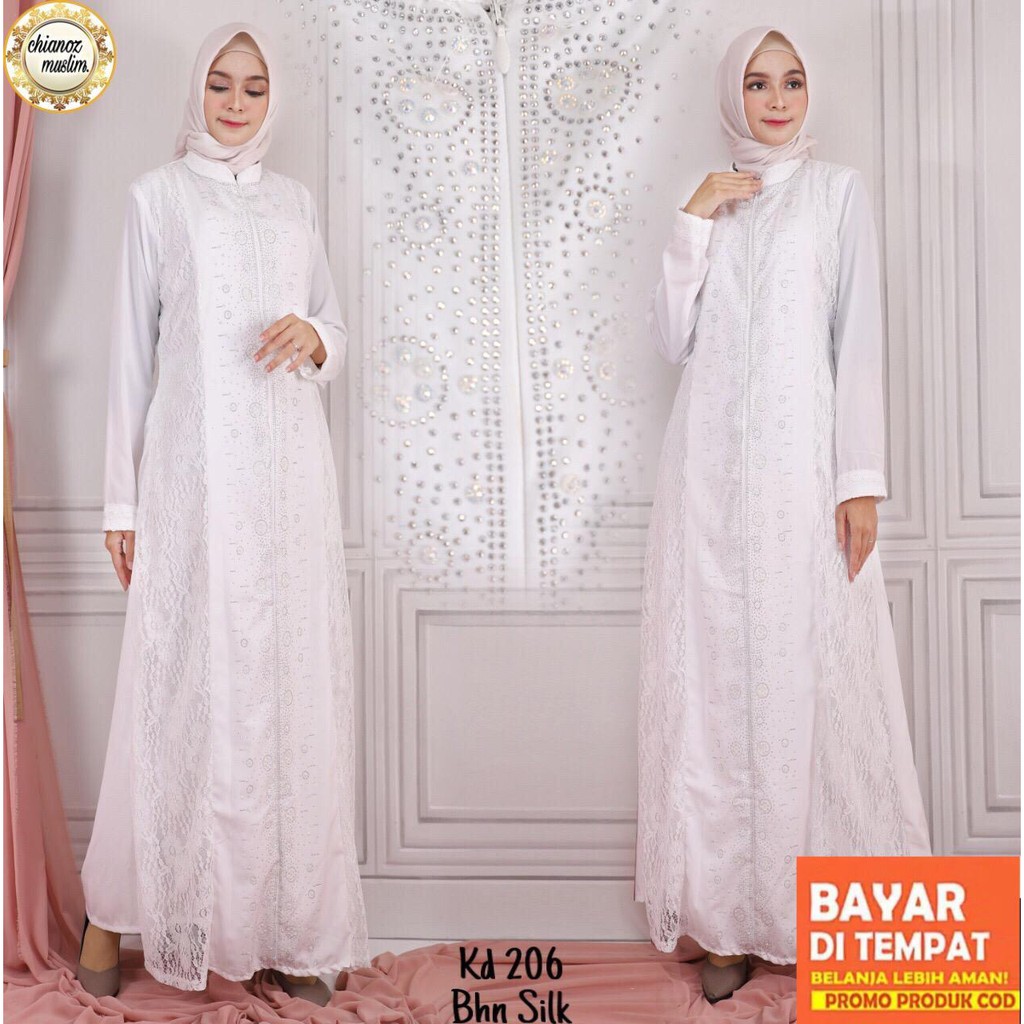 CHIANOZ Gamis Pesta Jumbo Brukat Putih Wanita Busana CHIANOZ Gamis Pesta Jumbo Brukat Putih Wanita Busana
