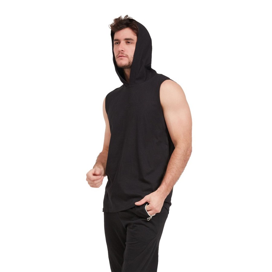 Hoodie Singlet Pria Tanpa Lengan Sleeveless Tank Top Olahraga Gym Lari