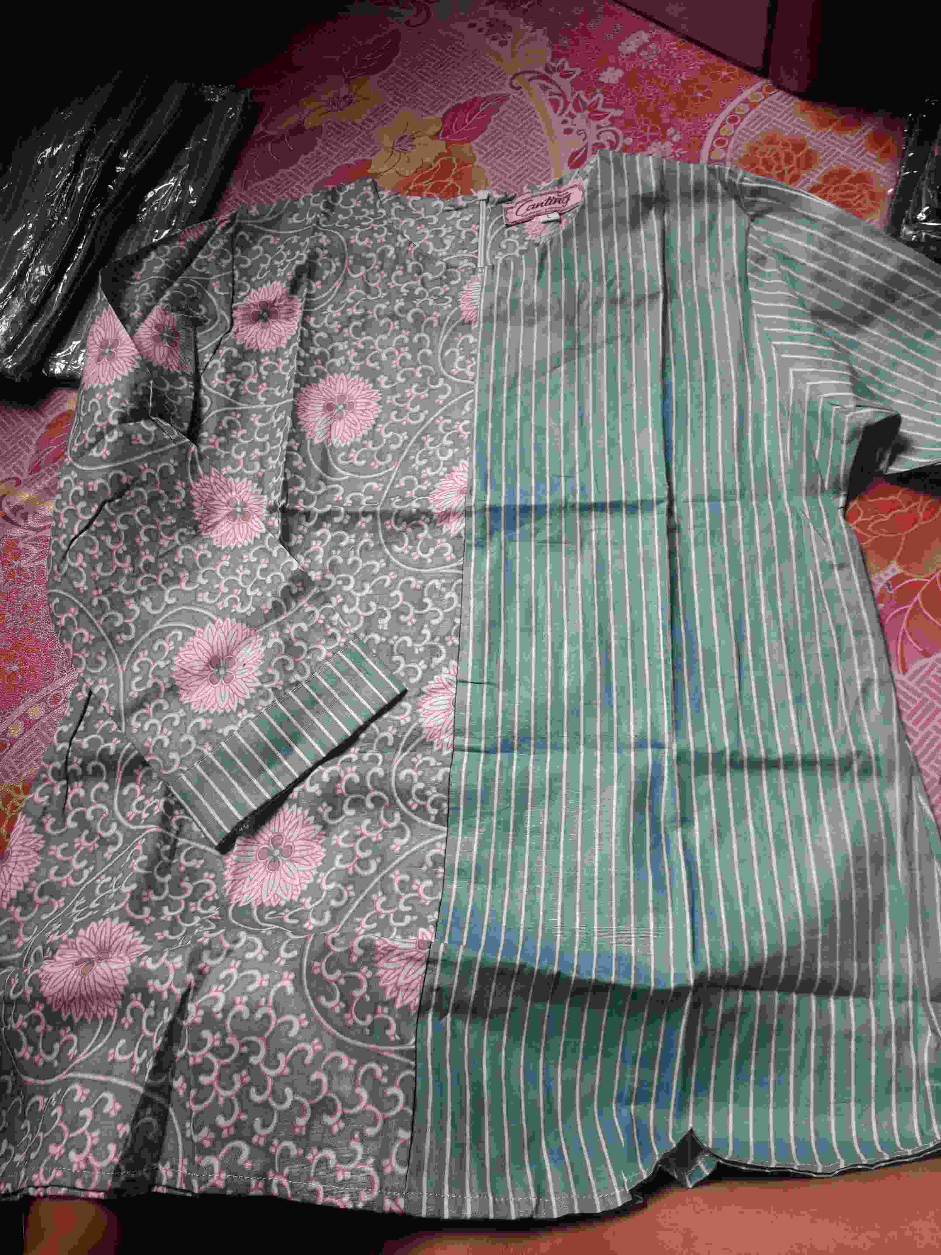 Blus Soft Bunga Salur Atasan Batik Wanita Cantik Modern High Quality Katun Premium Casual Formal