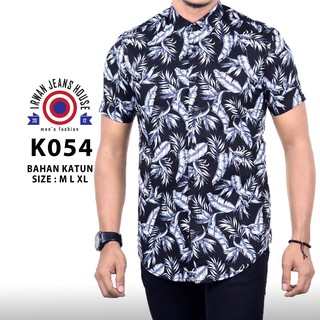 K054 Kemeja Katun Kombinasi  Pria  Baju  Cowok  Hem  Pria  