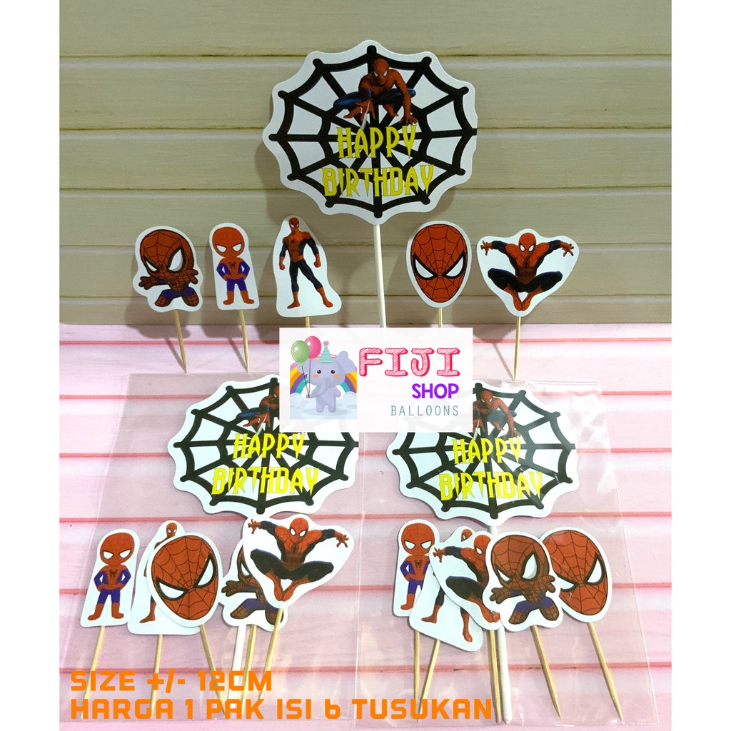 Jual Cake Topper Spiderman Set Hiasan Kue Ultah Topper Cake