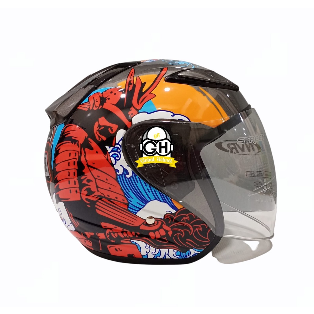 HELM NVR R-26 SAMURAI GUNMET HALF FACE SINGLE VISOR HELM MURAH SNI HELM DEWASA DJMARU GALAXY R6 R1