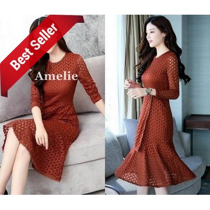 NEW Dress Import Sexy Party Midi Mini Pesta Lace Brukat Korea Green Red Wanita Murah