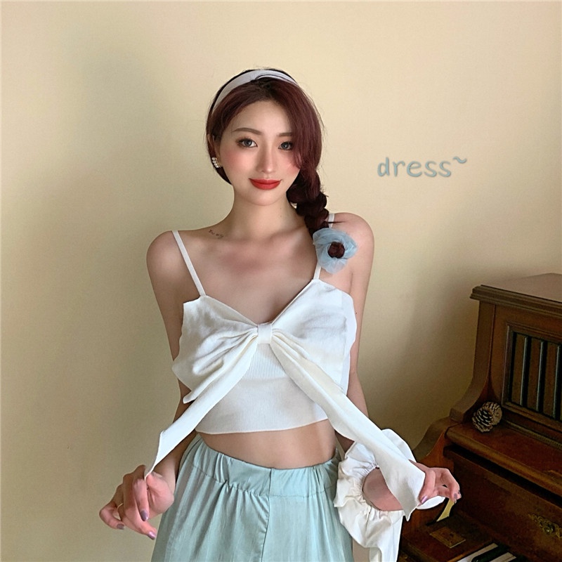 Korean Summer Ribbon Crop TankTop  Atasan Wanita Model Pita 2077