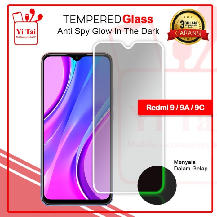 YI TAI - Glow In The Dark Tempered Glass Spy Xiaomi Redmi 9 9A 9C Redmi 10C