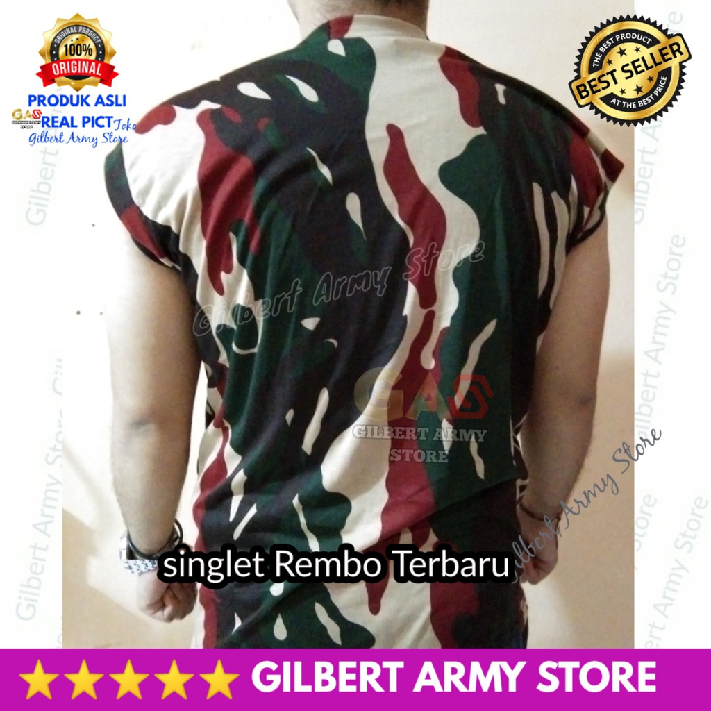 Kaos Singlet Rembo Loreng Kopasus Malvinas Tni Lekbong Lengan Pendek Gilbert Army Store Grosir Murah