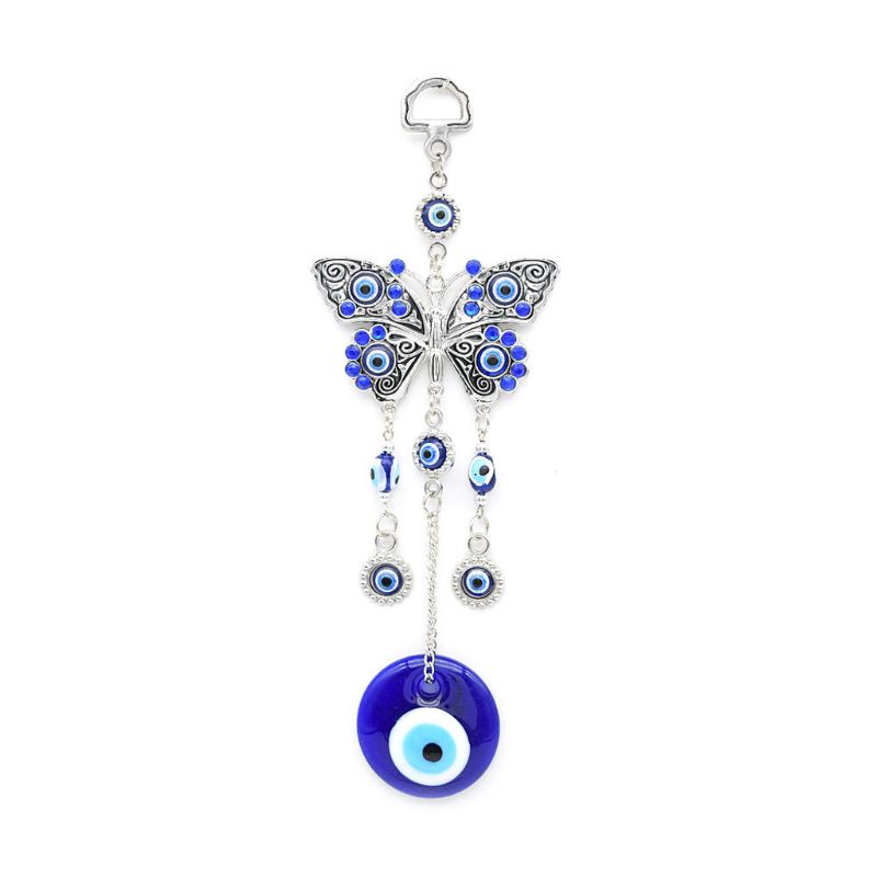 Siy Ornamen Gantung Model Evil Eye Biru Dengan Butterfly Untuk Dekorasi Mobil