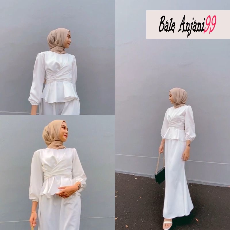 Set Pakaian Wanita Atasan + Celana Pesta ALMIRA ONE SET best material silk Premium