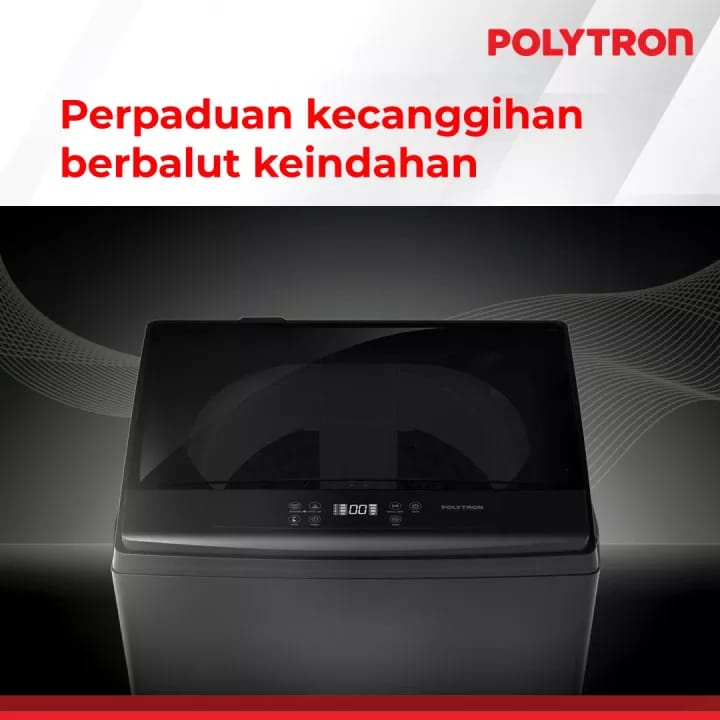 Polytron Mesin Cuci 1 Tabung 7,5Kg Top Loading PAW 75518 Tempered Glass