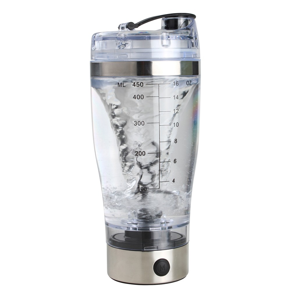 Botol Minum Protein Electric Shaker Portable Otomatis 450ml - 1505 - Transparent