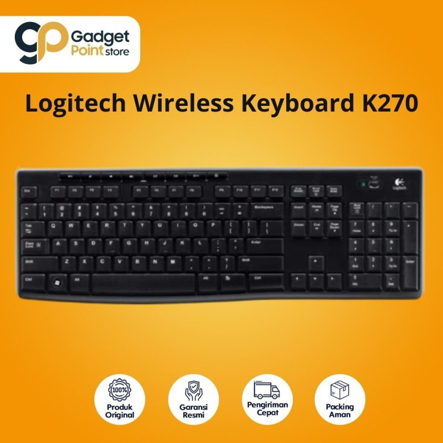 Logitech Wireless Keyboard K270 | Keyboard Wireless - Original Garansi Resmi 1Th