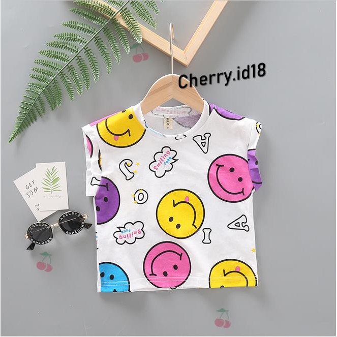 Cherry COD Setelan Baju Anak Perempuan / Pakaian Anak Perempuan - Motif Smile SB17