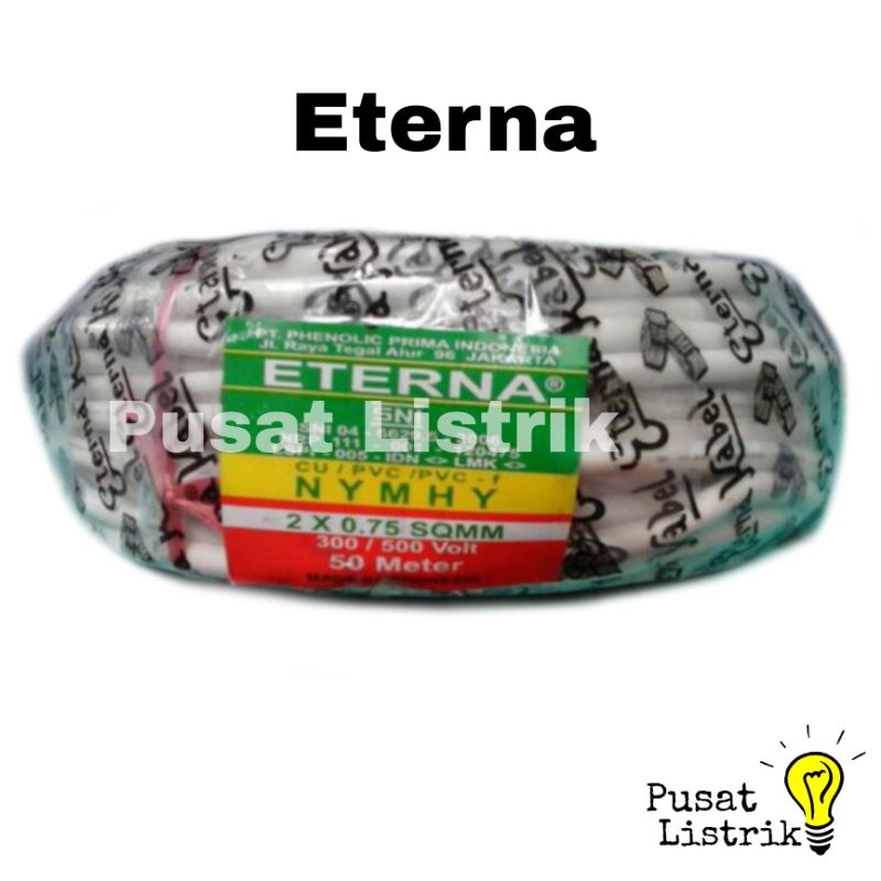 Kabel Eterna NYMHYO 2x0,75mm Serabut Putih Harga Permeter Kabel Serabut 2x0,75mm (Potongan)