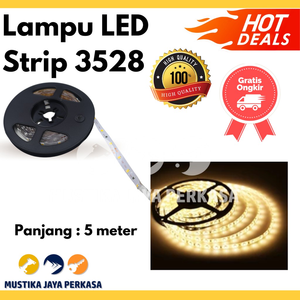 Lampu LED Strip 5050 3528 5 Meter Lampu Lemari Mata Besar Putih Warm White