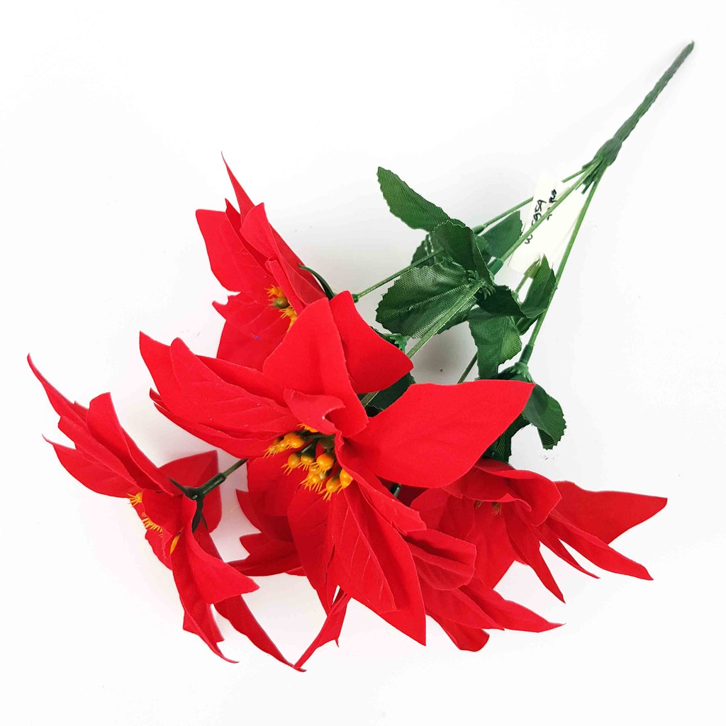 Bunga Kastuba Merah Kain Panjang 33 cm , 5 Kepala/ Bunga Palsu/ Bunga Artificial/ Bunga Vas