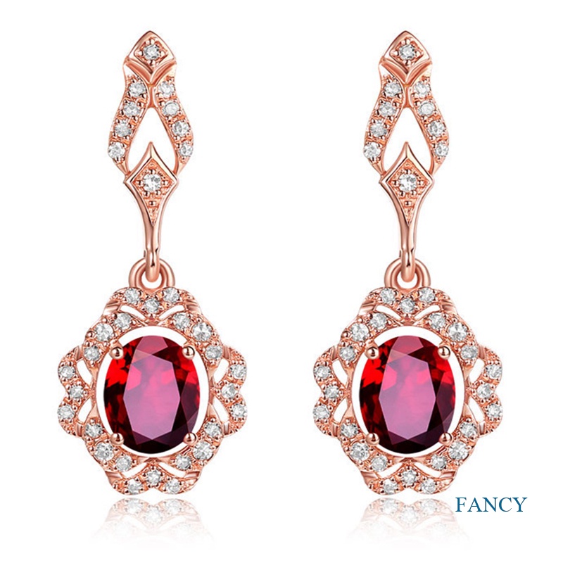 Anting Tusuk Gantung Panjang Hias Rubyberlian Imitasi Gaya Mewah Untuk Wanita