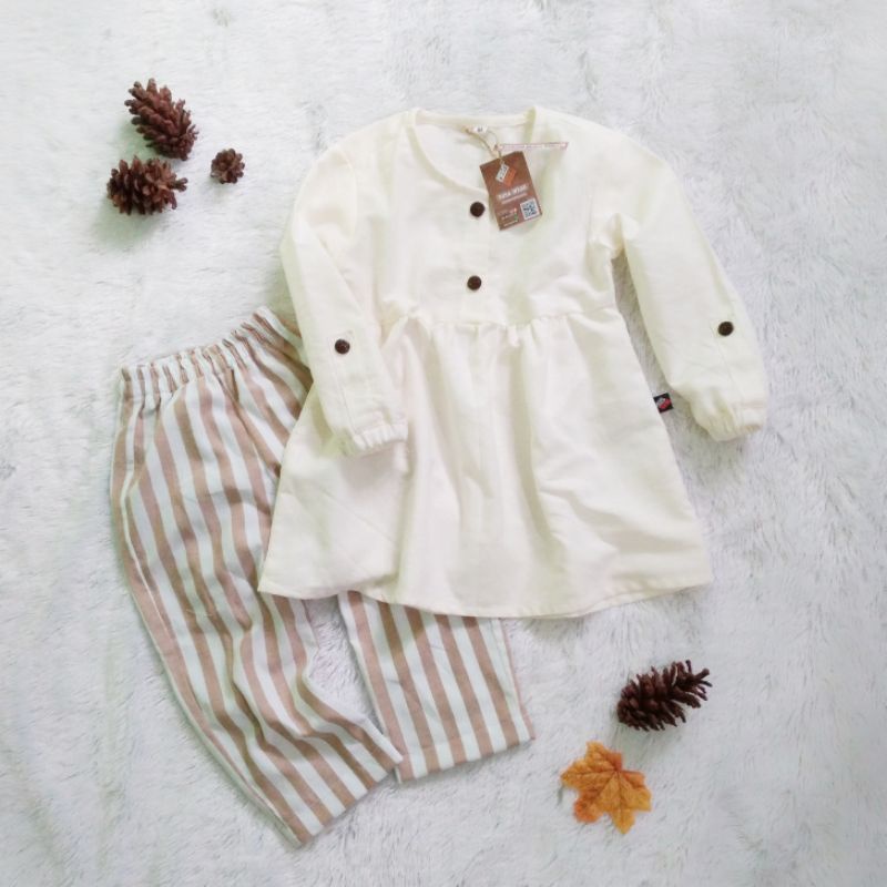 AFIKA Tunik Set Kids - Setelan Tunik  Anak usia 0-5 tahun Linen Rami Adem, Nyaman dan Elegan