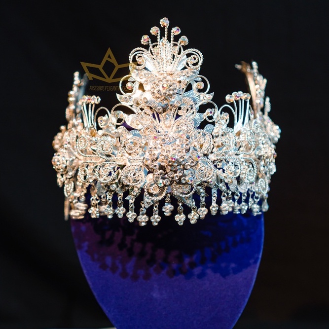 Siger Vanny 3D Silver/mentul/Kembang goyang/Jurai/Rumbai/Tirai/Siger manten/siger sunda pengantin mu