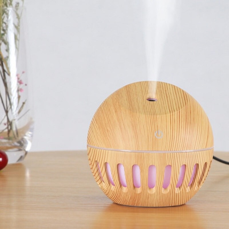 BAYAR DI TEMPAT Pelembab Udara Air Humidifier Aromatherapy Diffuser Wood Design 130ml - Dark Brown