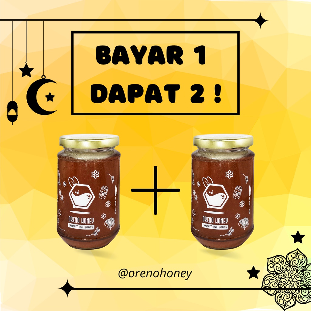 

[PROMO BUY 1 GET 1] Madu Mentah Asli Raw Honey Melifera Multiflora Royal Jelly Propolis - 330ml - Oreno Honey