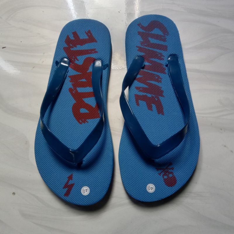 sandal jepit spon biru summer, sandal cowo, sandal pria