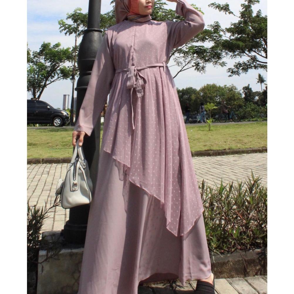 Dress Outer Tile Pisah / Gamis Kekinian Rompi Pisah Set Gamis Lebaran / Kondangan Multifungsi Model 